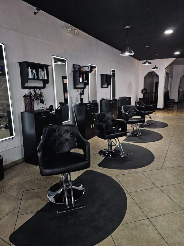 Styling chairs and stations inside the salon