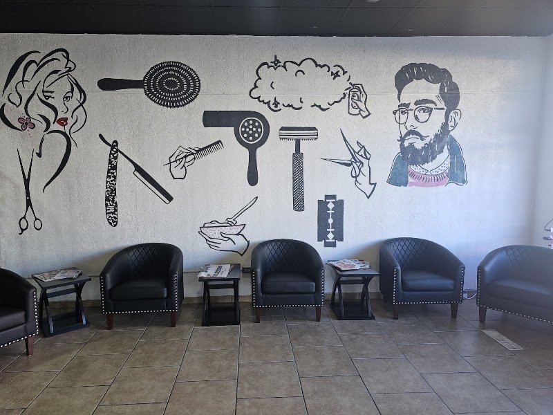 Salon interior with styling stations